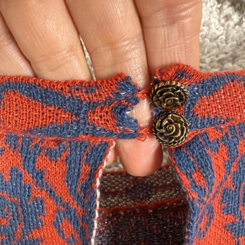 Arula Sweater Pullover Short Sleeve Rust‎ Floral Top Metallic Sz A/1X